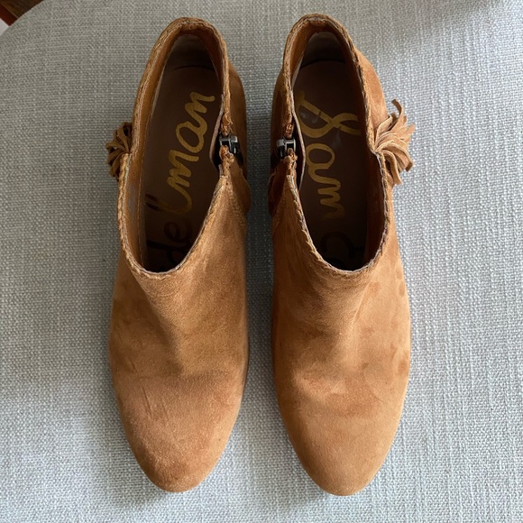 EUC Sam Edelman Paige Cinamon Fringed Bootie